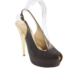 Giuseppe Zanotti Design Womens Stiletto Platform Slingback Sandals Brown Size 36